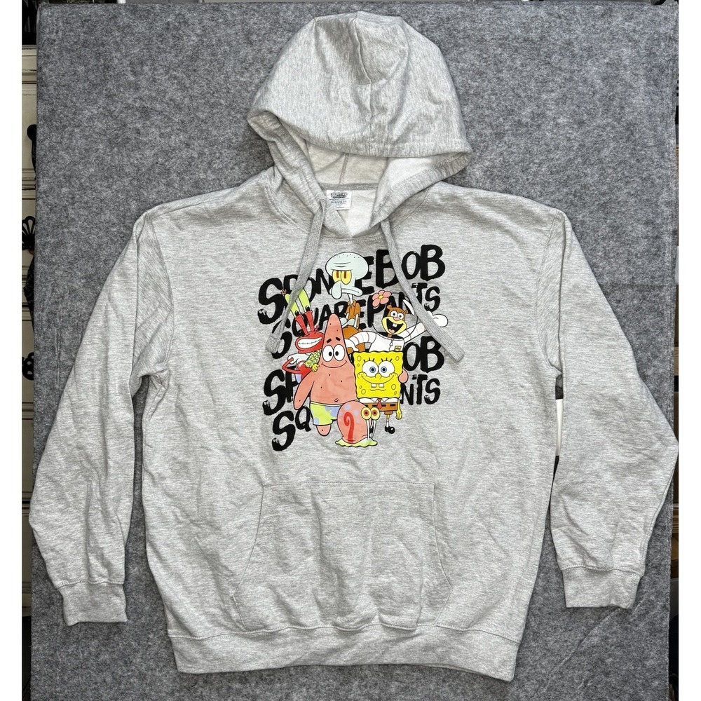 SpongeBob Squarepants Hoodie‎ Youth XL (15-17) Gray Pullover Sweatshirt *New